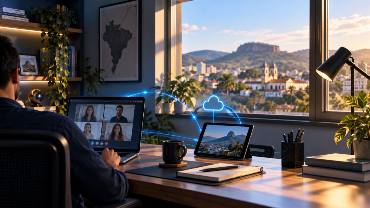 Ambiente de trabalho conectado em casa